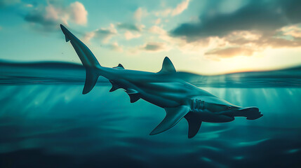 Fototapeta premium Great hammerhead shark in the sea