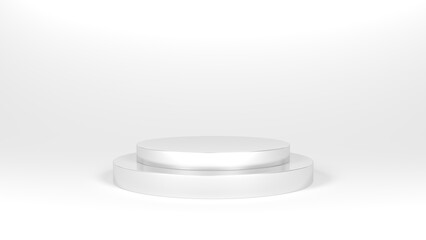 Metal podium isolated on white. Product display. 3d illustration.