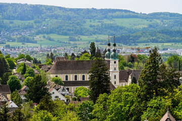 Fototapeta premium Arlesheim, Arlesheimer Dom, Dom, Domkirche, Weinberg, Dorf, Domkirche, Wanderweg, Birstal, Baselland, Frühling, Sommer, Schweiz