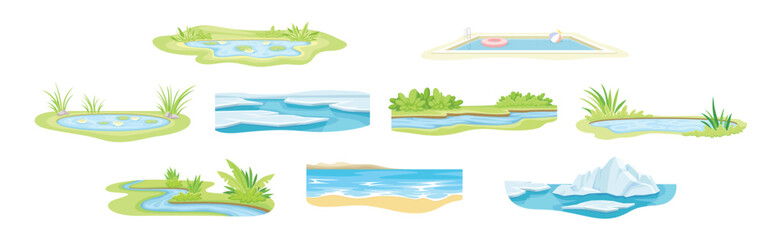 Natural Water Landscape and Outdoor Aqua Resource Vector Set
