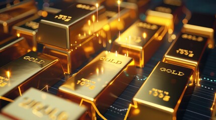 Visual metaphor: Gold bars intersected with ascending financial lines, symbolizing profitable investments.