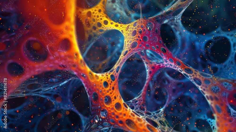 Fototapete a mesmerizing representation of the intricate lattice of gluon fields within a proton supporting and