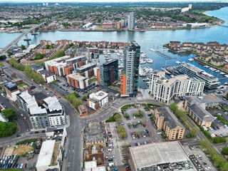 Aerial View of Southampton Port City of South England Coast, United Kingdom. May 16th, 2024