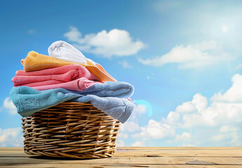 Photo of laundry clothes basket , wash clothes