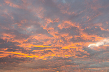 orange clouds at sunset in sky