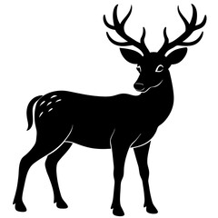 Vector deer silhouette isolated on white background.