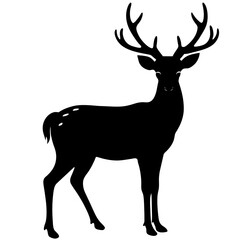 Vector deer silhouette isolated on white background.