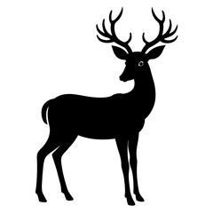 Vector deer silhouette isolated on white background.