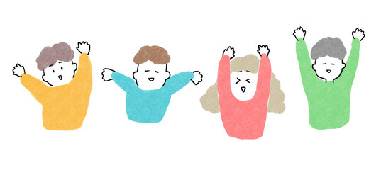 バンザイをしている人物のイラスト