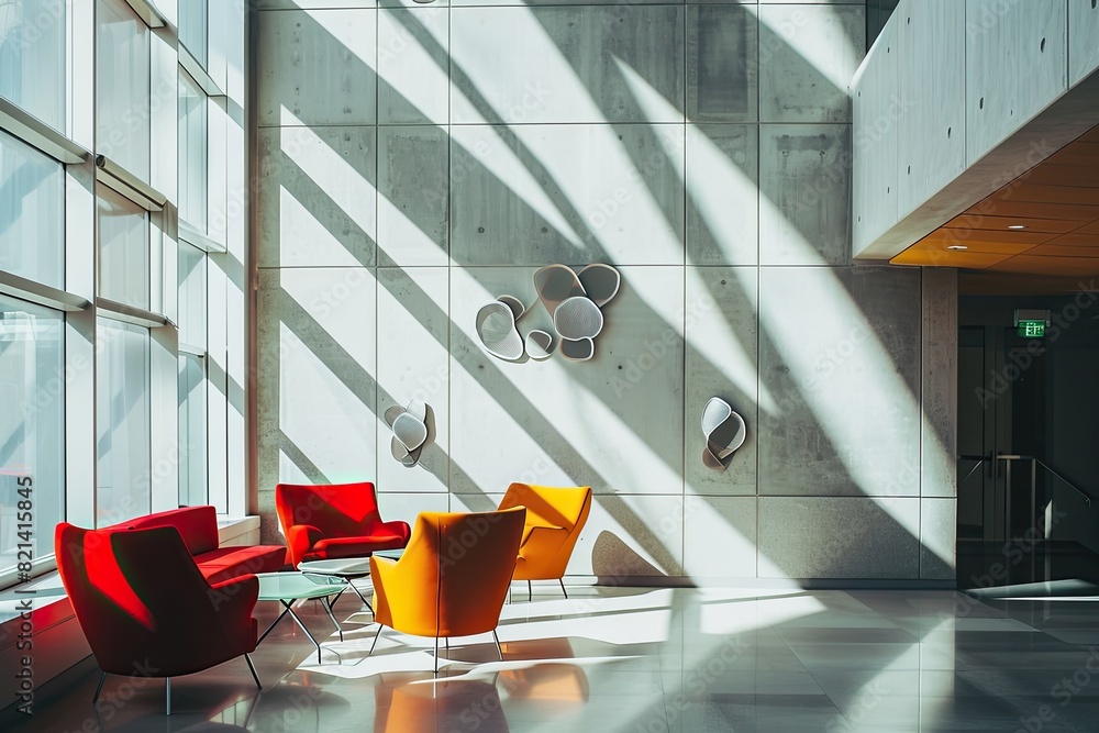 Aufkleber geometric patterns in a modern office lobby