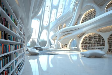 Futuristic design of a contemporary library