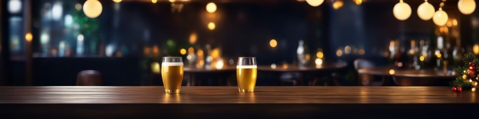 This abstract background portrays a cozy scene with a frothy beverage on a wooden table, the soft bokeh lights creating a warm, inviting atmosphere.