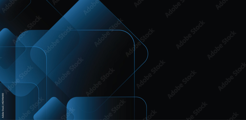 Poster modern abstract gradient dark navy blue banner background. blue line with white architecture futuris
