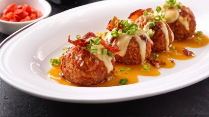Meatballs with melted cheese, which is deliciously draining.