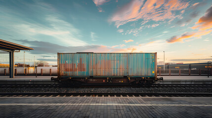 Obraz premium A train is sitting on the tracks at a train station