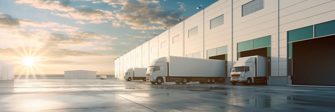 Logistics Hub specializes in managing cargo, delivery, and transportation to optimize supply chain, operations, and warehouse facility, especially at sunrise for efficient logistics