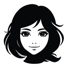 Vector illustration of a beautiful girl's face on a white separate background