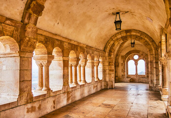 Fototapeta premium Arched gallery of Fisherman's Bastion, Budapest, Hungary