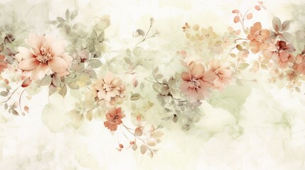 Vintage floral watercolor pattern background. Old-fashioned style romantic floral print for wallpaper.