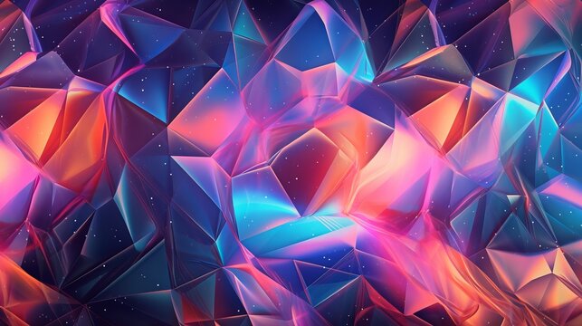 Holographic trendy iridescent textured modern background. Holographic abstract background with gradient glass shards.
