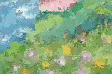 Oil painting and various flowers, cats, dogs, fish, rivers, lotus leaves, lotus scenery, strawberries, chrysanthemums