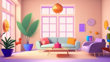 Reference Image house interior vector 3d style