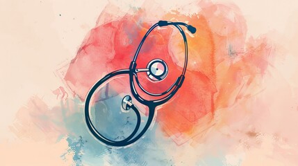 Watercolor stethoscope for medical and healthcare designs