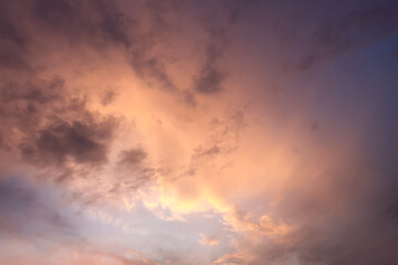 Sunset sky. Tranquil landscape in countryside.