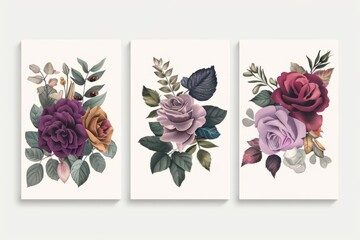  Beautiful flower collection of posters with roses, leaves, floral bouquets, flower compositions. Notebook covers