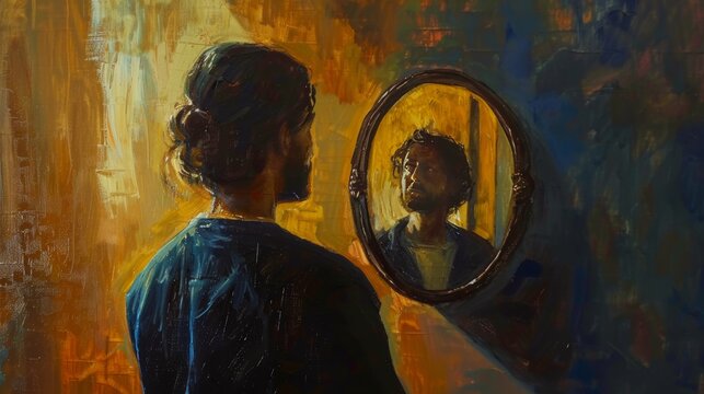 Woman Reflecting in a Mirror: A Portrait of Self-Discovery