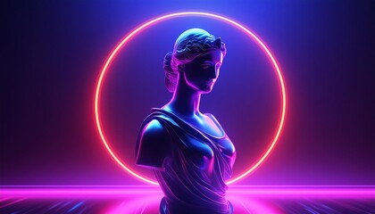 Image of  venus statue in neon light