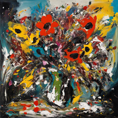 Abstract Flower Bouquet Painting
