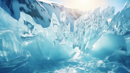 Obraz premium Majestic ice formations sparkling under the sun, capturing the beauty and grandeur of a pristine frozen landscape in winter.