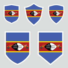 Set of Eswatini Flag in Shield Shape Frame