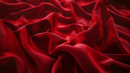 Obraz premium Opulent Red Velvet Fabric Close Up in Double Exposure, Luxurious Texture with Elegant Interior Backdrop, Deep Hues and Soft Folds for Whimsical Feel