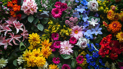 a beautiful display of various flowers in full bloom. The vibrant colors and intricate designs must create a delightful visual experience