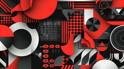 Generate a modern vector background with abstract geometric patterns in black and red
