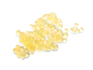 Fresh pike caviar isolated on white, top view