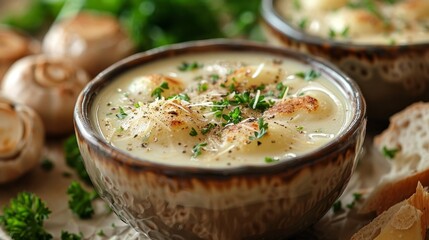 gourmet soup recipe, creamy potato soup enhanced with truffle oil and parmesan, a sophisticated take on a classic comfort dish in every delectable bite
