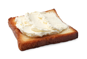Piece of fresh toast bread with butter isolated on white