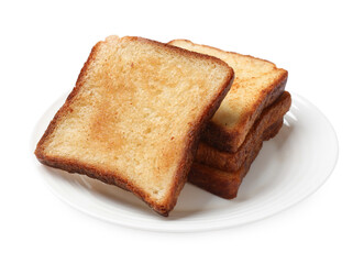 Pieces of fresh toast bread isolated on white