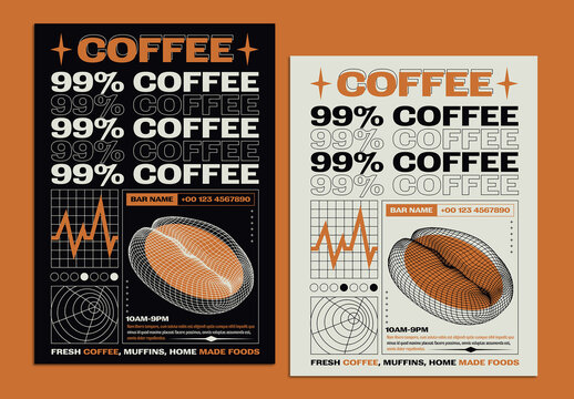 Coffee Poster Layout Concept in Brutalism Style Design