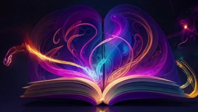 Magical Open Book with Glowing Heart Lights