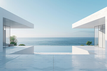 Obraz premium Modern buildings by the lake. Empty architectural background. 