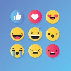 Premium Vector Flat Social Media Emoji Set Collection