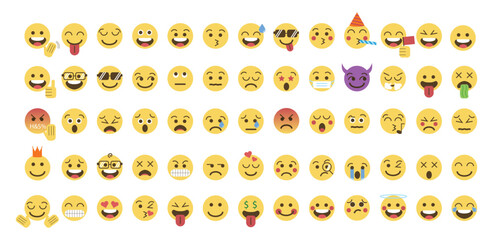 Premium Vector Flat Social Media Emoji Set Collection