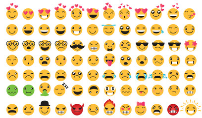 Premium Vector Flat Social Media Emoji Set Collection