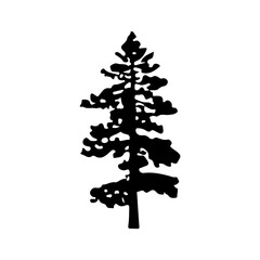 Pine Tree Silhouette Vector Clipart.
