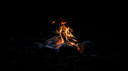 Camp fire isolated on black