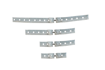 Aluminum clamp tape, metal puller. Fixing tape, attaching to a pole or objects - on isolated transparent background.